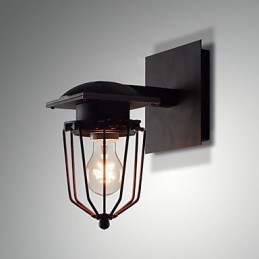 Luminárias de parede retrô forjadas, luminária de parede antiga de cabeça única, luminária de loft americana, ferro vintage, pequenas gaiolas, luminária de parede