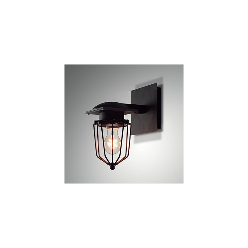 Luminárias de parede retrô forjadas, luminária de parede antiga de cabeça única, luminária de loft americana, ferro vintage, pequenas gaiolas, luminária de parede