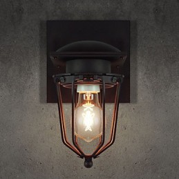 Luminárias de parede retrô forjadas, luminária de parede antiga de cabeça única, luminária de loft americana, ferro vintage, pequenas gaiolas, luminária de parede