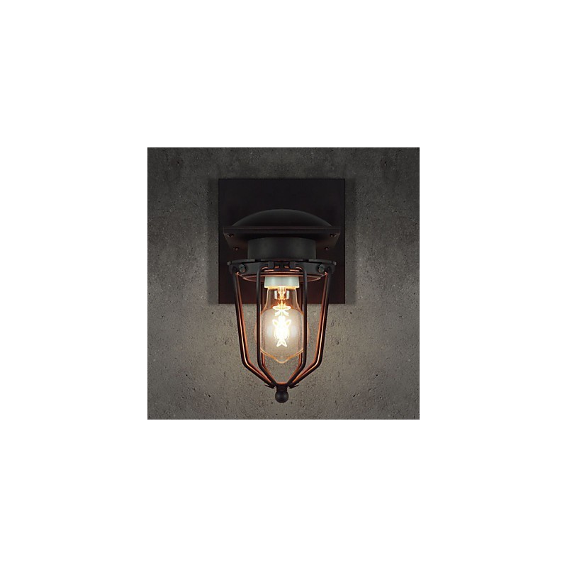 Luminárias de parede retrô forjadas, luminária de parede antiga de cabeça única, luminária de loft americana, ferro vintage, pequenas gaiolas, luminária de parede
