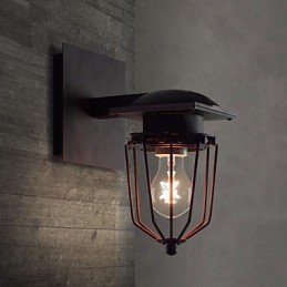 Luminárias de parede retrô forjadas, luminária de parede antiga de cabeça única, luminária de loft americana, ferro vintage, pequenas gaiolas, luminária de parede