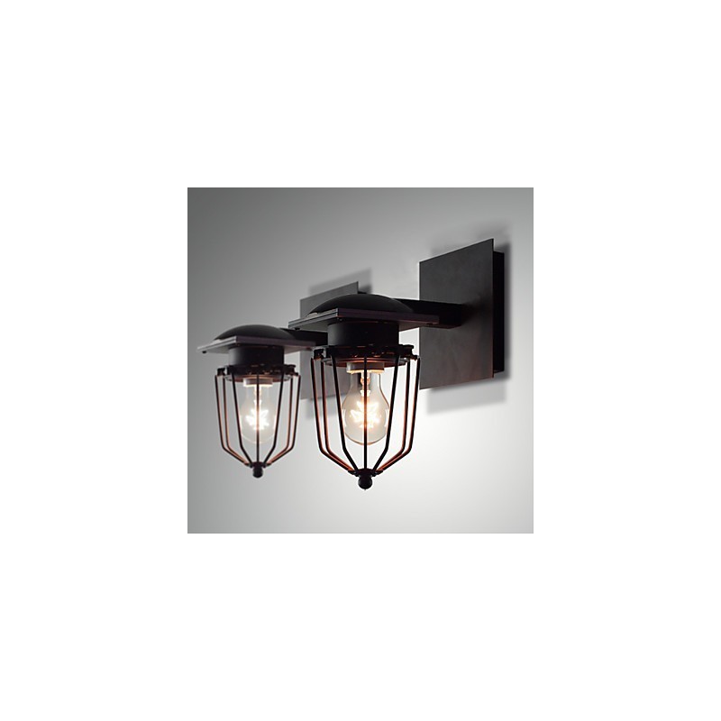 Luminárias de parede retrô forjadas, luminária de parede antiga de cabeça única, luminária de loft americana, ferro vintage, pequenas gaiolas, luminária de parede