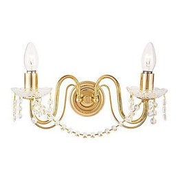 Luminária de parede de cristal dourado com 2 luzes