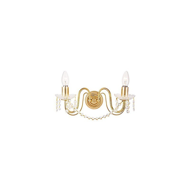 Luminária de parede de cristal dourado com 2 luzes