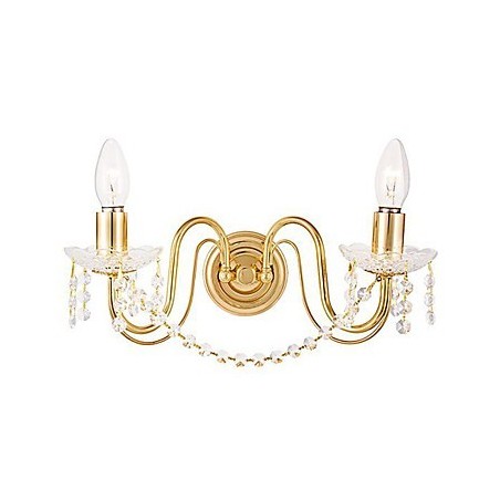 Luminária de parede de cristal dourado com 2 luzes Luminária de parede de cristal dourado com 2 luzes