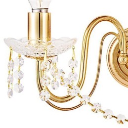 Luminária de parede de cristal dourado com 2 luzes