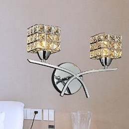 Luminária de parede de cristal moderna com 2 luzes