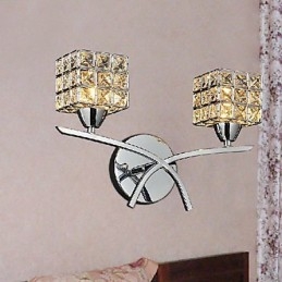 Luminária de parede de cristal moderna com 2 luzes
