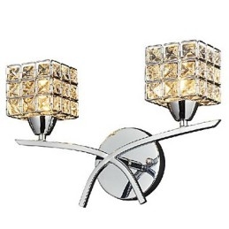 Luminária de parede de cristal moderna com 2 luzes
