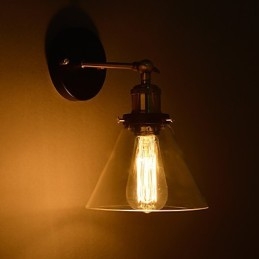 Luminária de parede retrô com cúpula de vidro floral e suporte de metal