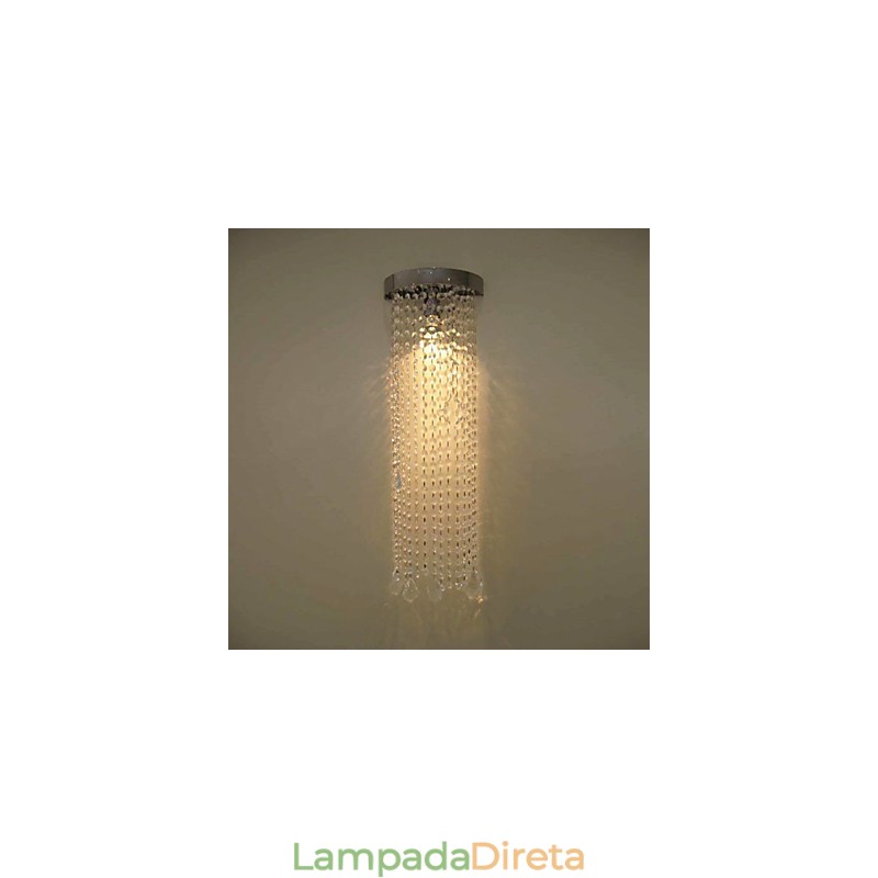 Luminária de parede MR16 com acabamento cromado e correntes de cristal de 50 W