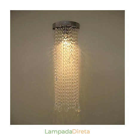 Luminária de parede MR16 com acabamento cromado e correntes de cristal de 50 W Luminária de parede MR16 com acabamento cromado e correntes de cristal de 50 W