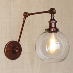 Arandelas de parede Luzes de balanço Luzes de parede de leitura Cristal Mini Estilo Rústico Lodge Metal