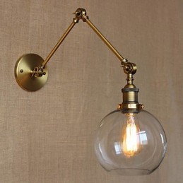 Arandelas de parede Luzes de balanço Luzes de parede de leitura Cristal Mini Estilo Rústico Lodge Metal