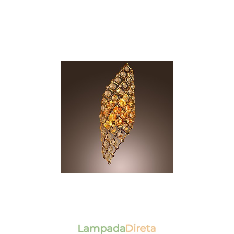 Luminária de parede de cristal artística com 2 luzes