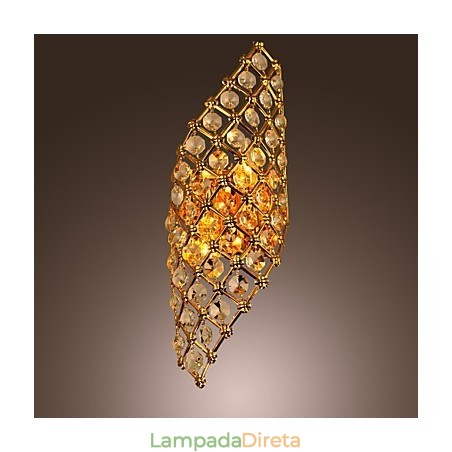 Luminária de parede de cristal artística com 2 luzes Luminária de parede de cristal artística com 2 luzes