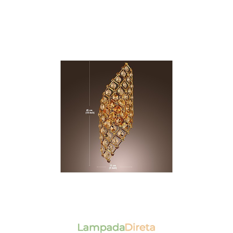 Luminária de parede de cristal artística com 2 luzes