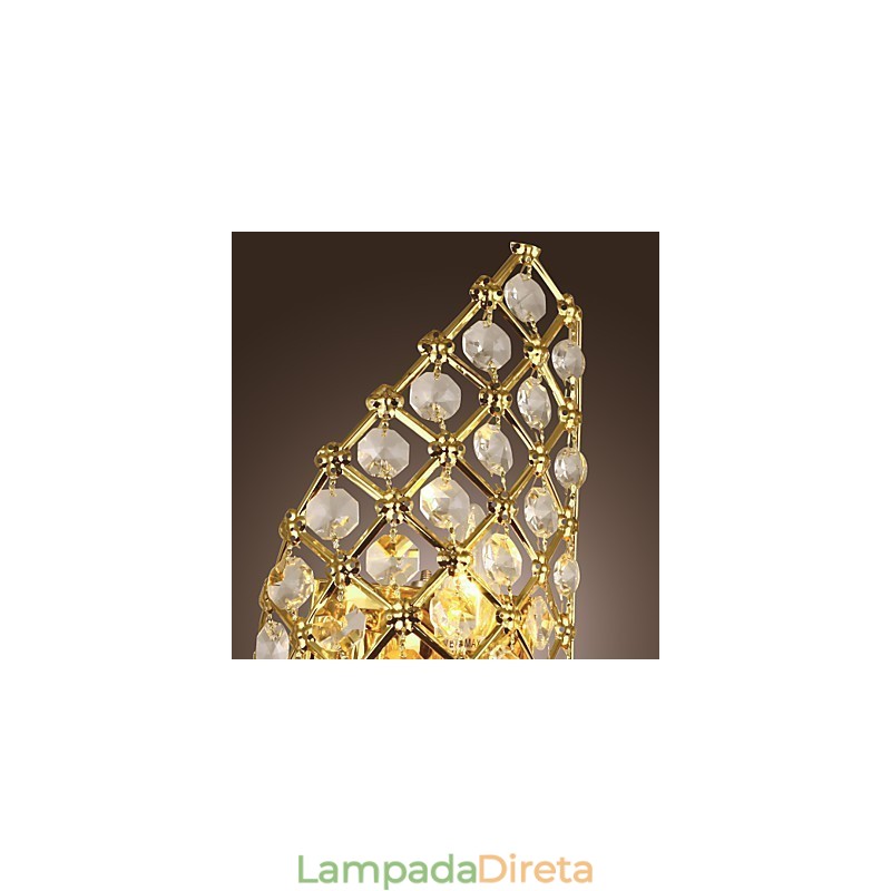 Luminária de parede de cristal artística com 2 luzes