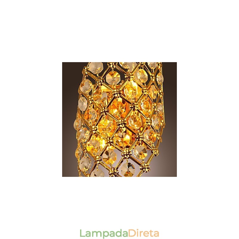 Luminária de parede de cristal artística com 2 luzes