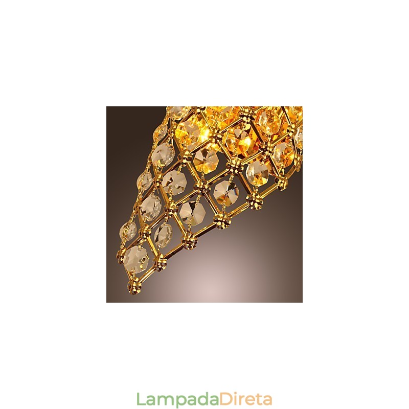 Luminária de parede de cristal artística com 2 luzes