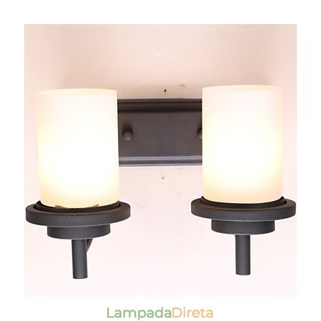 2*Luminária de parede estilo clássico de ferro retrô em processamento de pintura com vidro fosco 2*Luminária de parede estilo clássico de ferro retrô em processamento de pintura com vidro fosco