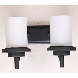 2*Luminária de parede estilo clássico de ferro retrô em processamento de pintura com vidro fosco