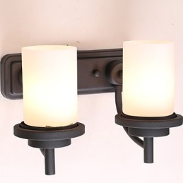 2*Luminária de parede estilo clássico de ferro retrô em processamento de pintura com vidro fosco