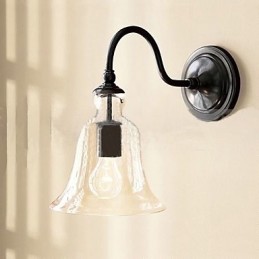 Luminária de parede de ferro inspirada na natureza com cúpula de vidro transparente
