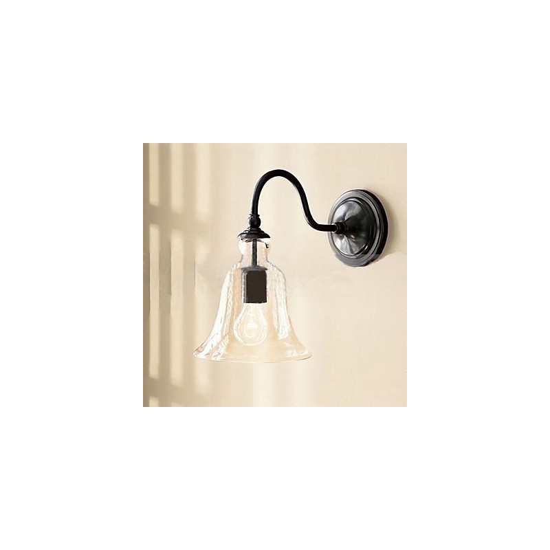 Luminária de parede de ferro inspirada na natureza com cúpula de vidro transparente
