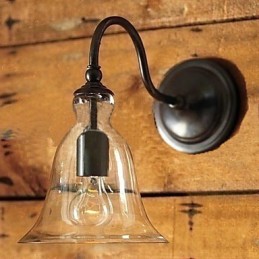 Luminária de parede de ferro inspirada na natureza com cúpula de vidro transparente