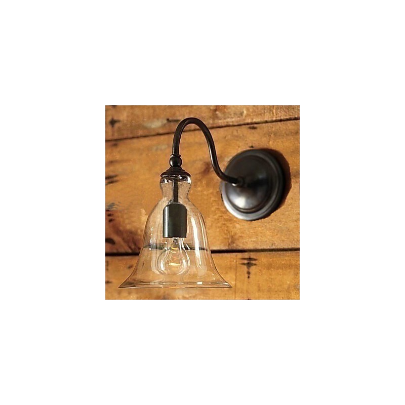 Luminária de parede de ferro inspirada na natureza com cúpula de vidro transparente
