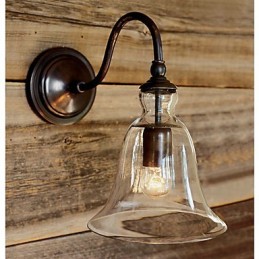 Luminária de parede de ferro inspirada na natureza com cúpula de vidro transparente