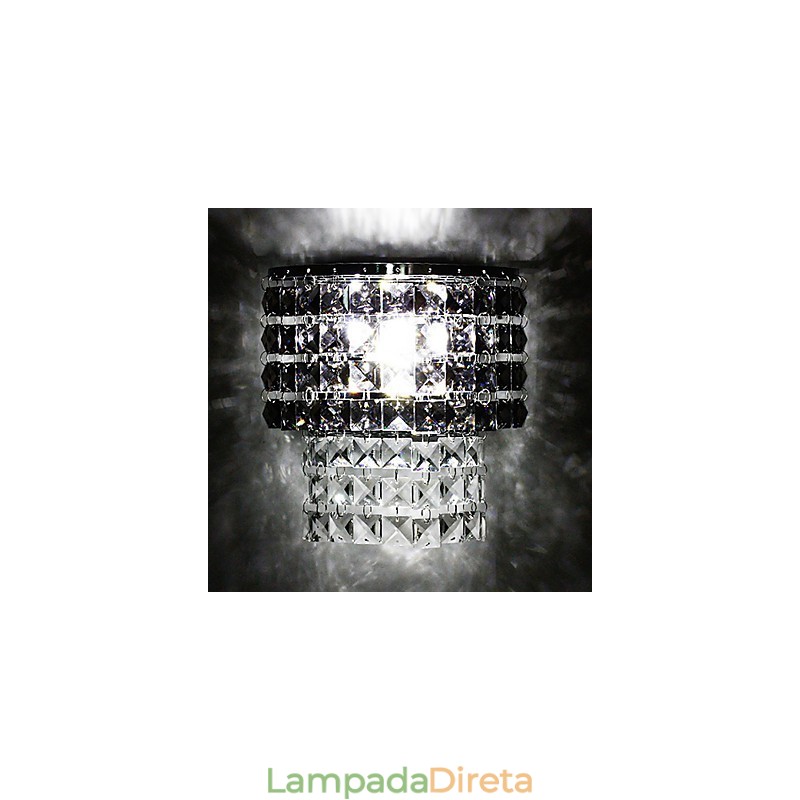 Luminária de parede moderna com abajur de tecido, placa de metal, cristal, estilo de decoração