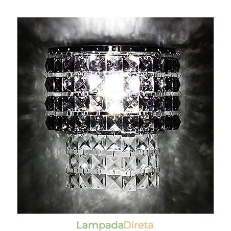 Luminária de parede moderna com abajur de tecido, placa de metal, cristal, estilo de decoração Luminária de parede moderna com abajur de tecido, placa de metal, cristal, estilo de decoração