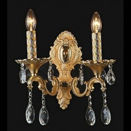Luminária de parede de cristal dourado com 2 luzes