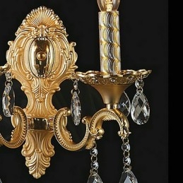 Luminária de parede de cristal dourado com 2 luzes
