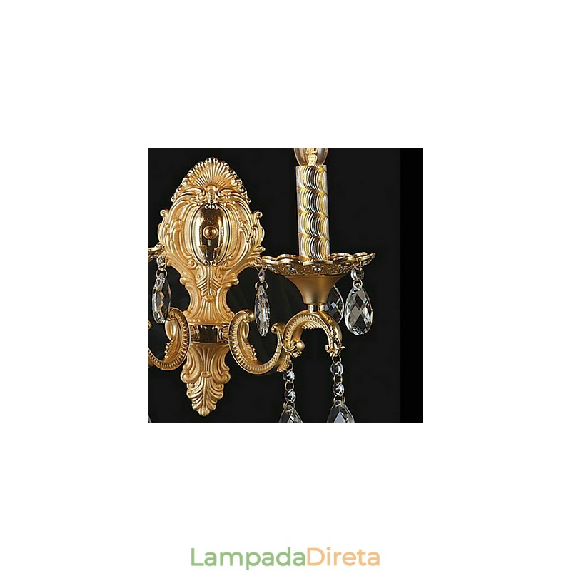 Luminária de parede de cristal dourado com 2 luzes