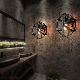 Novo estilo vintage industrial redondo arandela varanda loft entrada corredor quarto lâmpada de parede