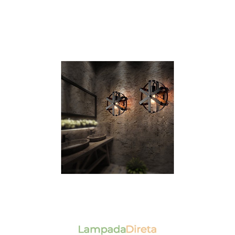 Novo estilo vintage industrial redondo arandela varanda loft entrada corredor quarto lâmpada de parede
