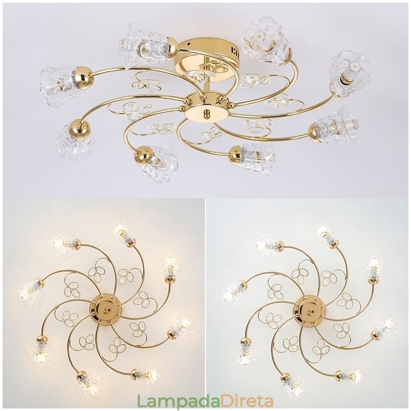 Luminárias Artísticas de Alumínio Flush Mount com Cristais