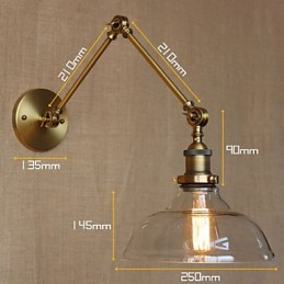 Luminária de parede decorativa estilo LOFT, moderna, de vidro, bronze, café