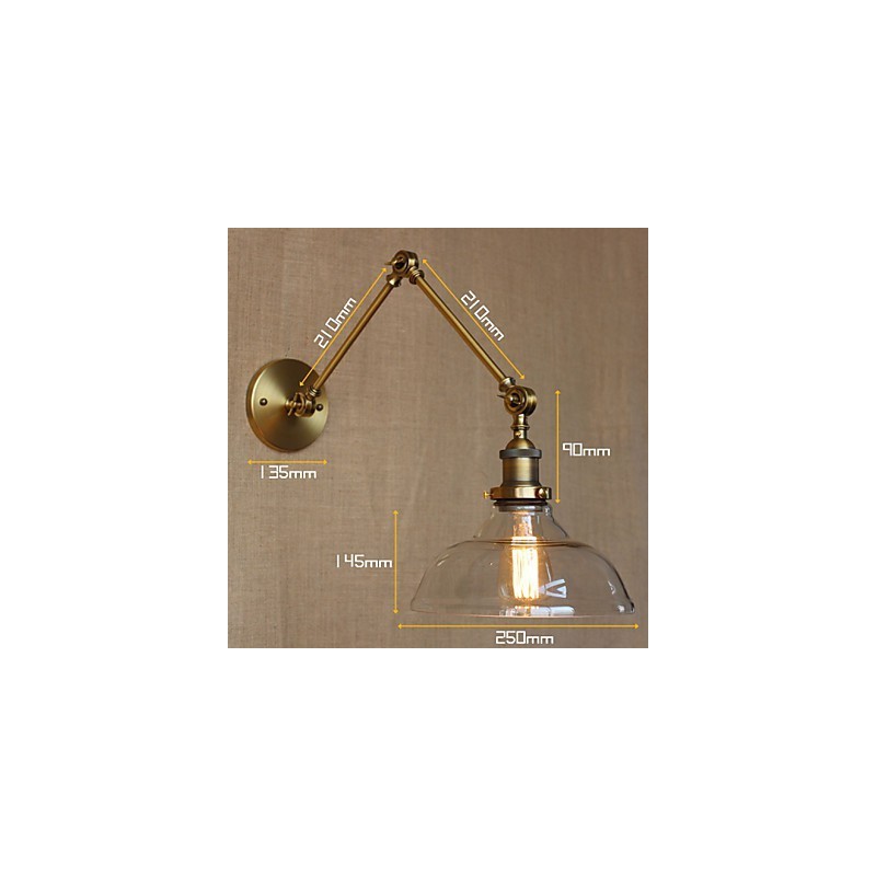 Luminária de parede decorativa estilo LOFT, moderna, de vidro, bronze, café