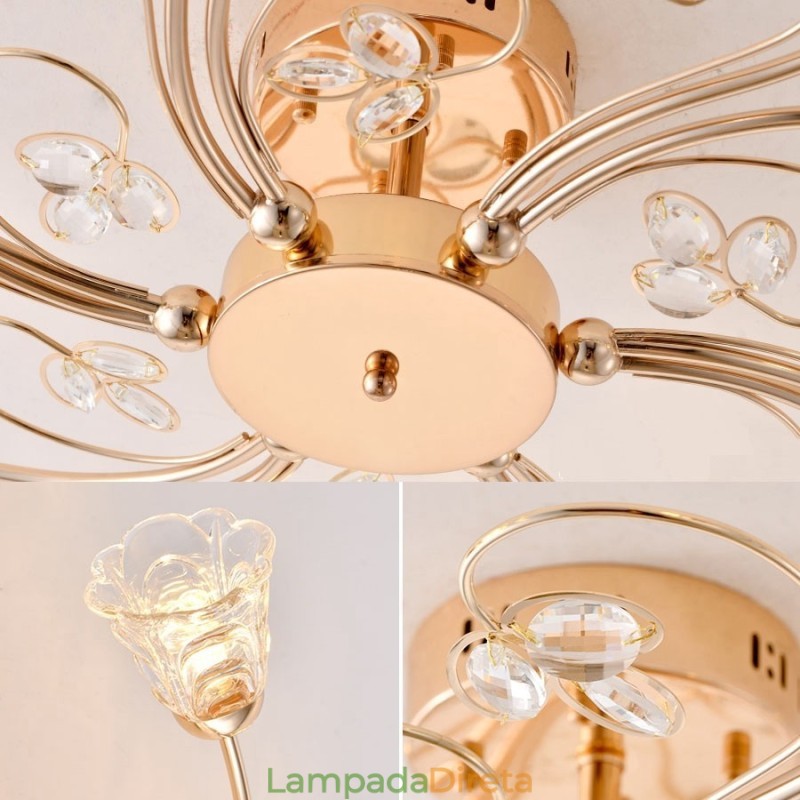 Luminárias Artísticas de Alumínio Flush Mount com Cristais