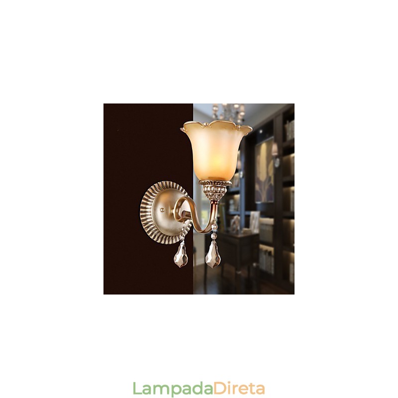 Europa Tipo Restaurando Formas Antigas Ferro Forjado Quarto Cristal Vidro Lâmpada de Parede Luz