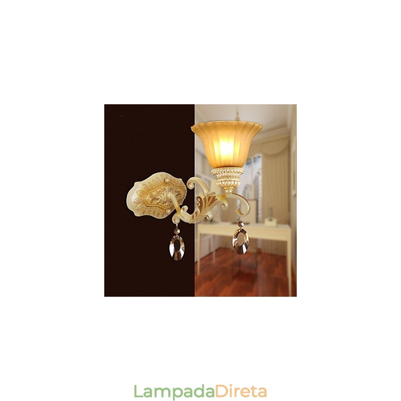 Europa Tipo Restaurando Formas Antigas Ferro Forjado Quarto Cristal Vidro Lâmpada de Parede Luz