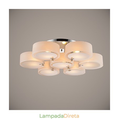 Luminária de teto moderna contemporânea embutida com 7 luzes de metal Luminária de teto moderna contemporânea embutida com 7 luzes de metal