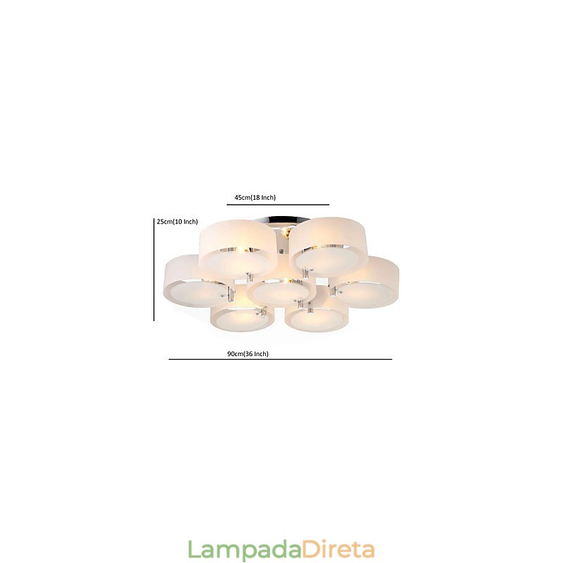 Luminária de teto moderna contemporânea embutida com 7 luzes de metal