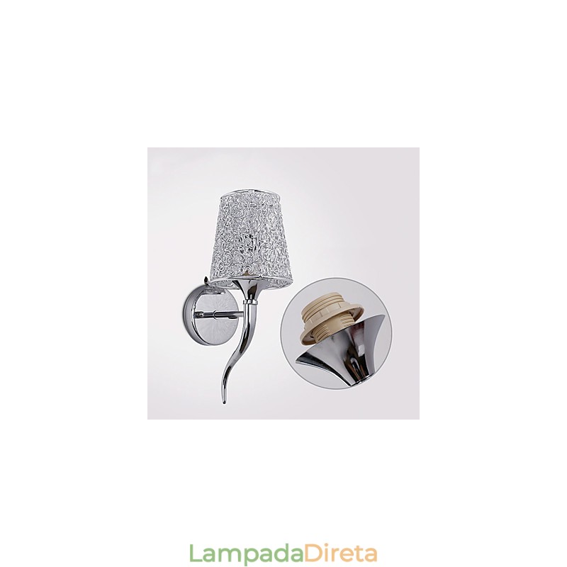 Luminária de cabeceira prateada, luminária de parede para leitura, armadilha de encanamento, luz de fundo de espelho