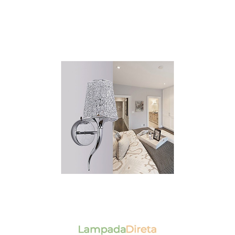 Luminária de cabeceira prateada, luminária de parede para leitura, armadilha de encanamento, luz de fundo de espelho