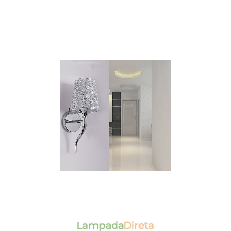 Luminária de cabeceira prateada, luminária de parede para leitura, armadilha de encanamento, luz de fundo de espelho
